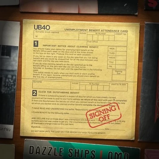 Vintage UK Unemployment Benefit Attendance Card